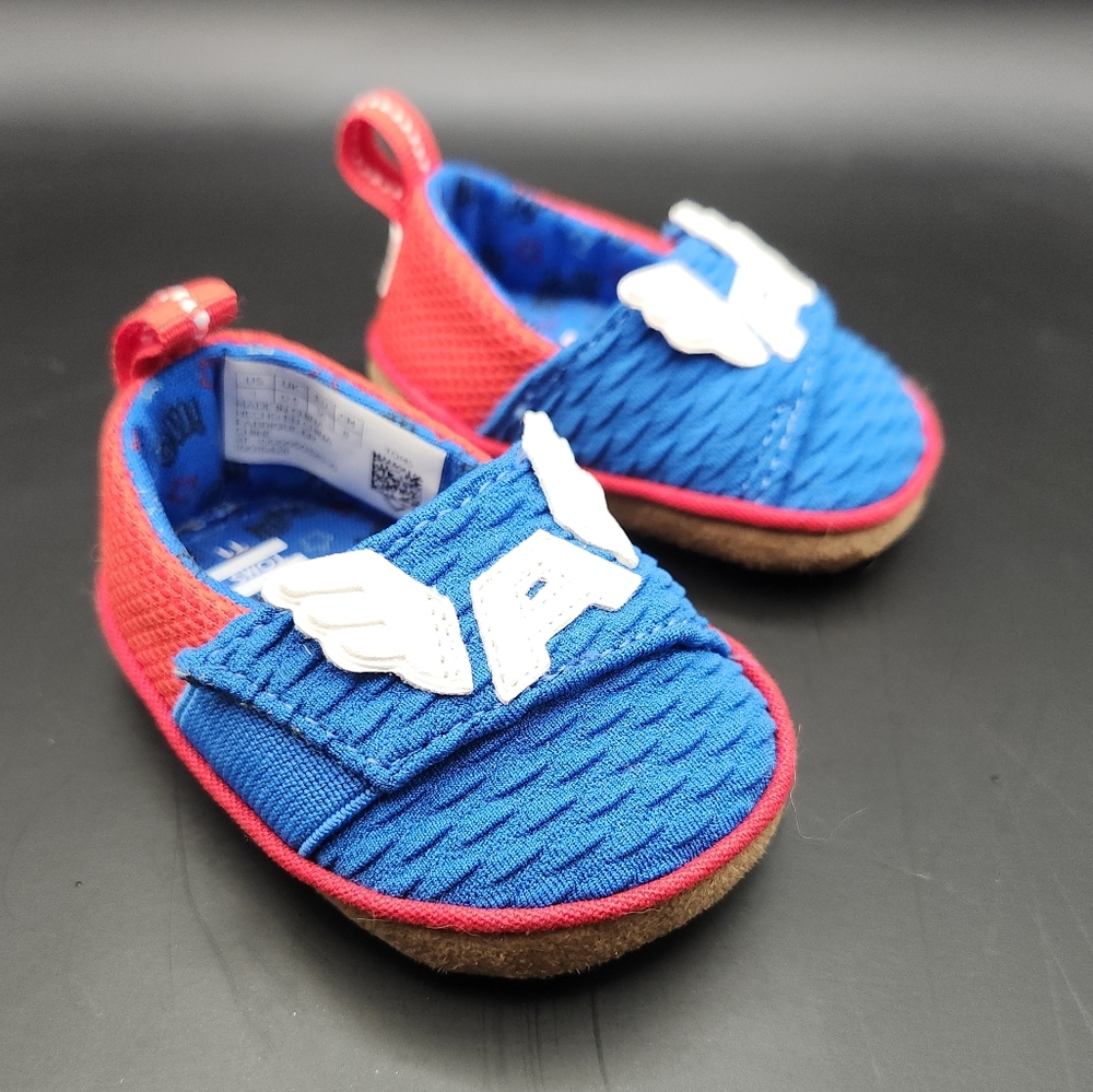 Toms Marvel Captain America Avenger Mesh Fabric Crib Shoes Size 1T Baby. NWOT
